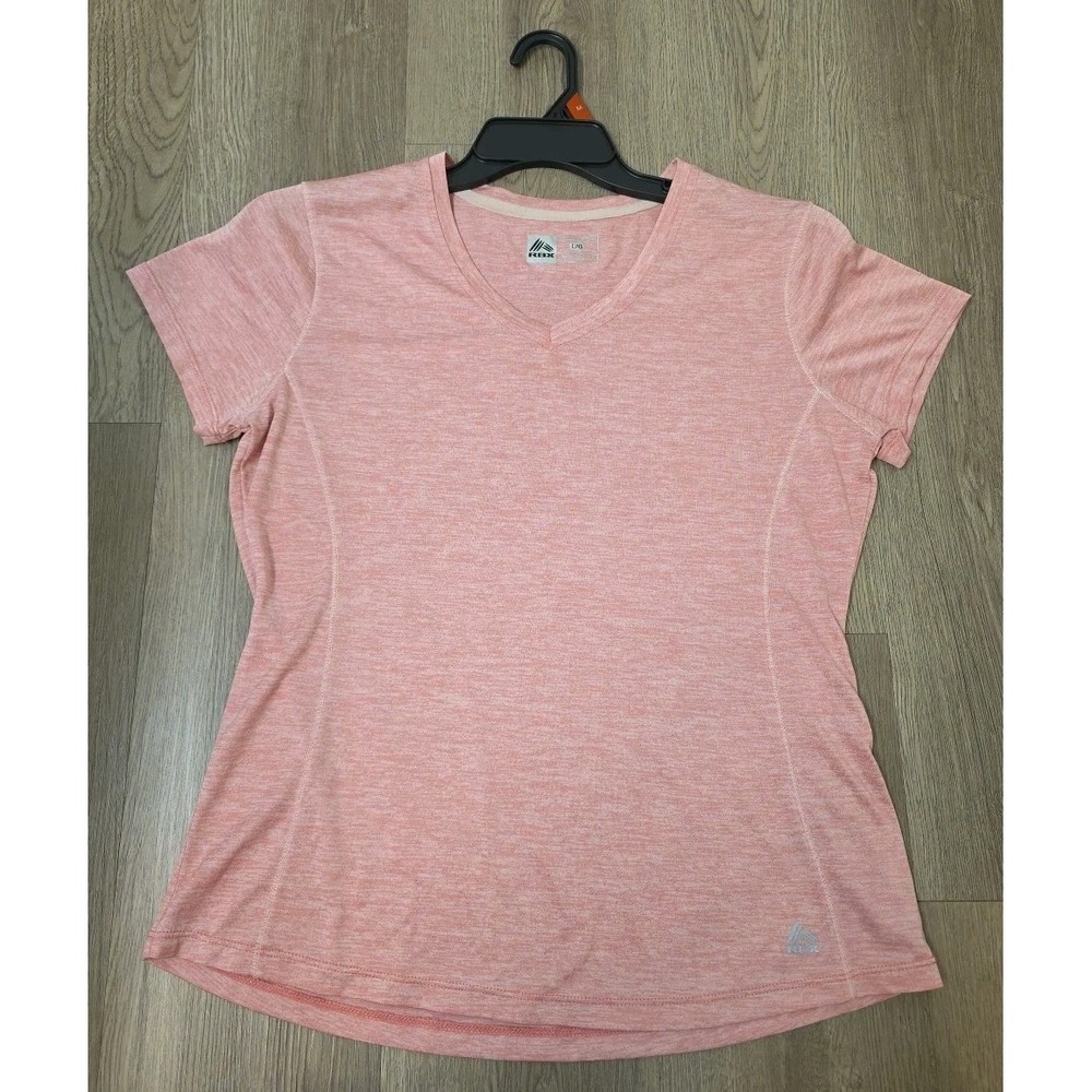 RBX Performance Womens V-Neck Activewear Tee Space Dye Coral Pink Large CR252R4